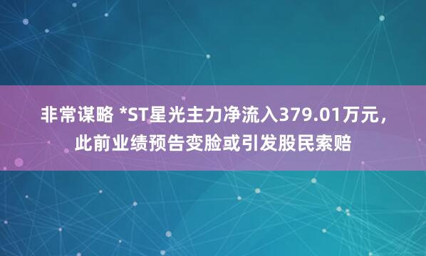 非常谋略 *ST星光主力净流入379.01万元，此前业绩预告变脸或引发股民索赔