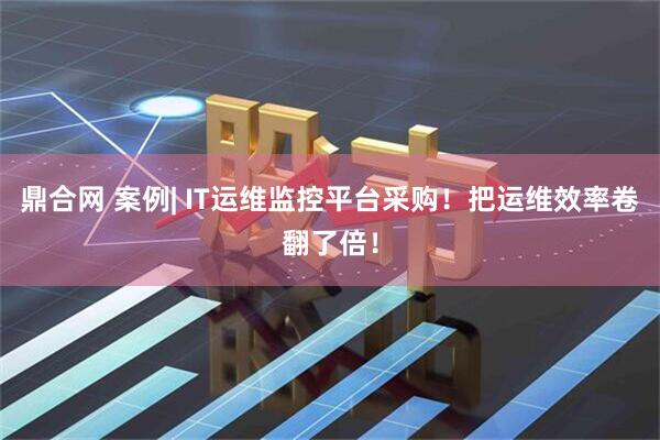 鼎合网 案例| IT运维监控平台采购！把运维效率卷翻了倍！