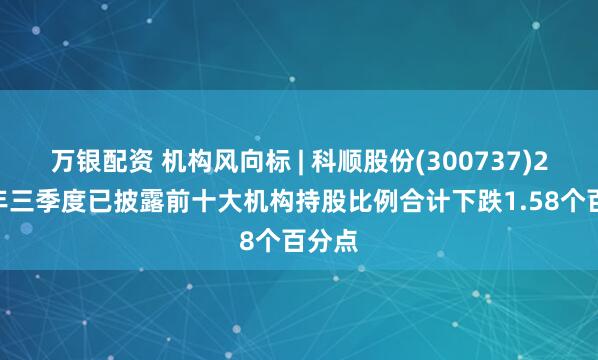 万银配资 机构风向标 | 科顺股份(300737)2025年三季度已披露前十大机构持股比例合计下跌1.58个百分点