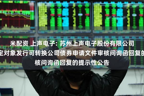 米配资 上声电子: 苏州上声电子股份有限公司关于向不特定对象发行可转换公司债券申请文件审核问询函回复的提示性公告